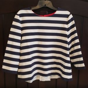 Navy and white striped blouse